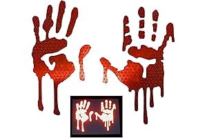 Reflective Bloody/Dripping Hands Decals for Helmets, Windscreens, Rear Windows, Bumper Stickers (3 inches Height, Red)