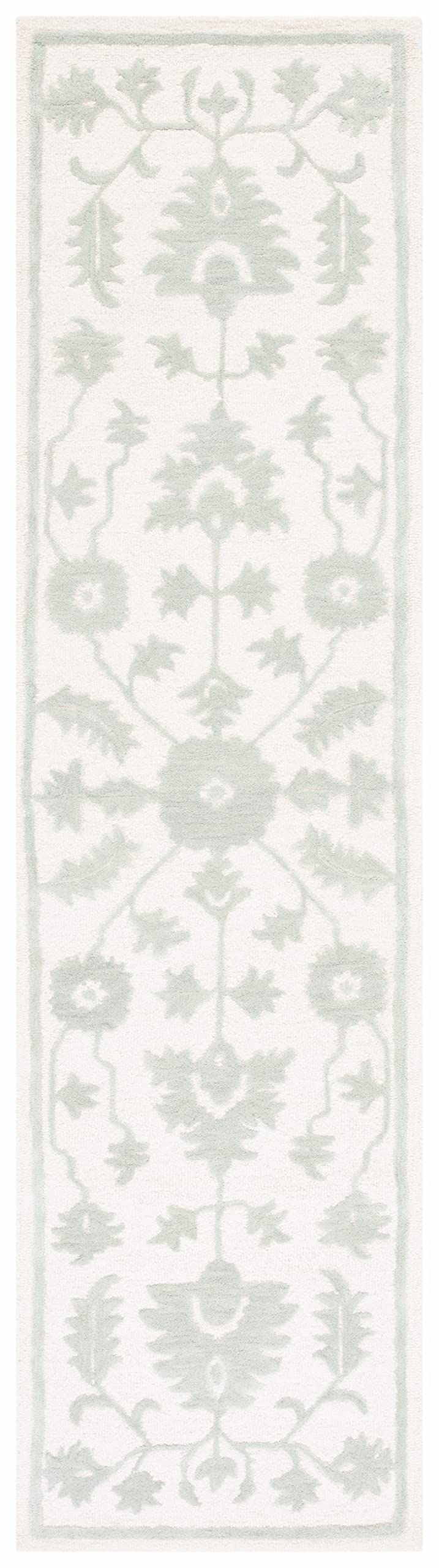 SAFAVIEH Metro Collection Runner Rug - 2'3" x 9', Ivory & Light Green, Handmade Wool, Ideal for High Traffic Areas in Living Room, Bedroom (MET707Y) 2'3" x 9' (Runner) Ivory/Light Green