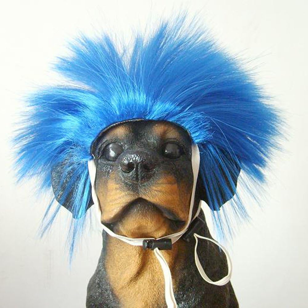 Tangpan Dog Pet High Temperture Wire Wig (Blue Short)