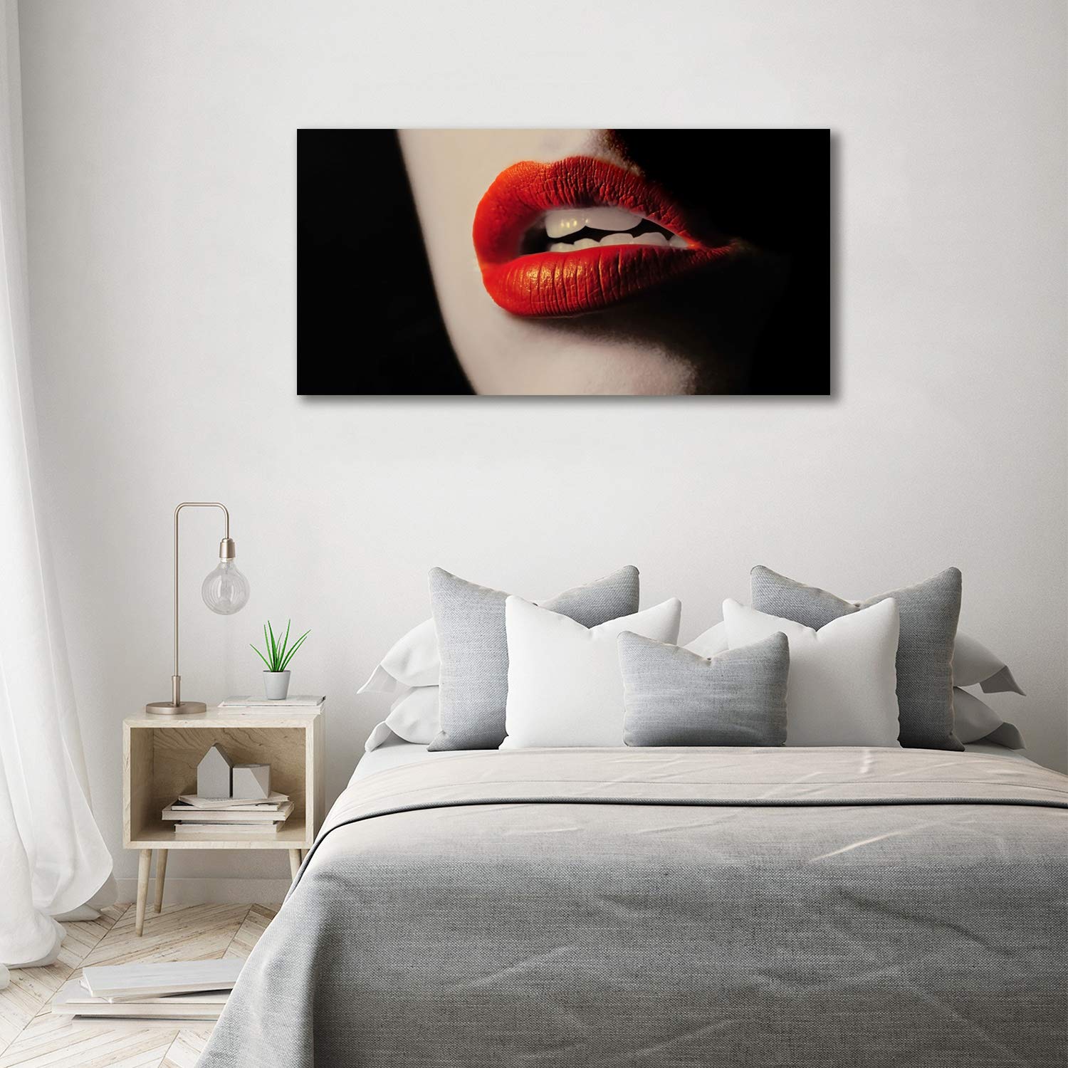 Tulup Tirages sur toile - art mural - tirages sur toile - thème d'image - 140x70 cm - Sensualité - Rouge - Lèvres Rouges