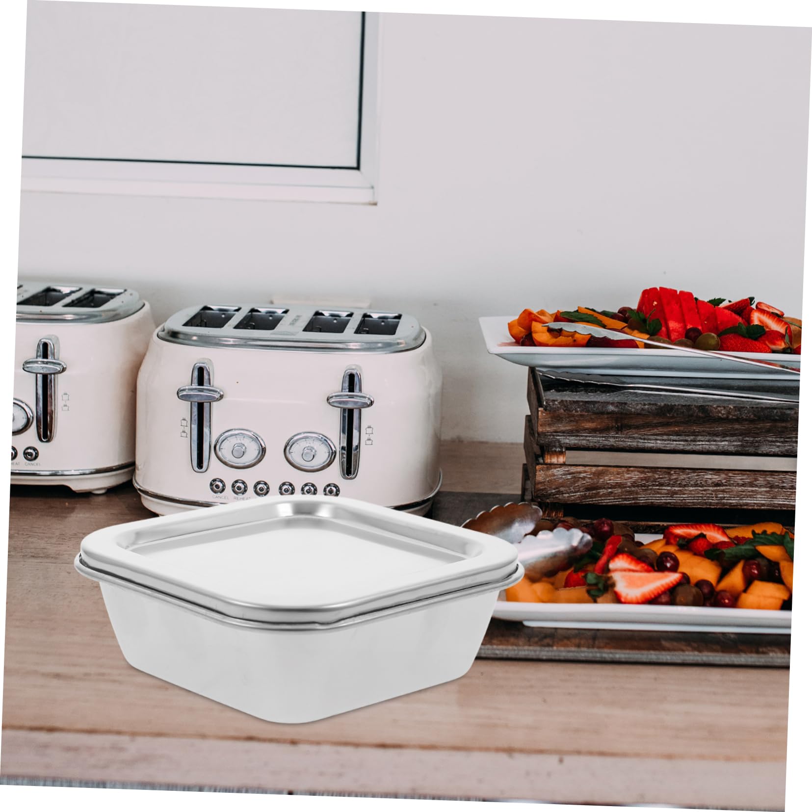 PRETYZOOM 5 Pz Scatola per campioni in acciaio inossidabile Scatola per campioni di cibo Contenitore per campioni di cibo grandi contenitori per alimenti forniture per mensa