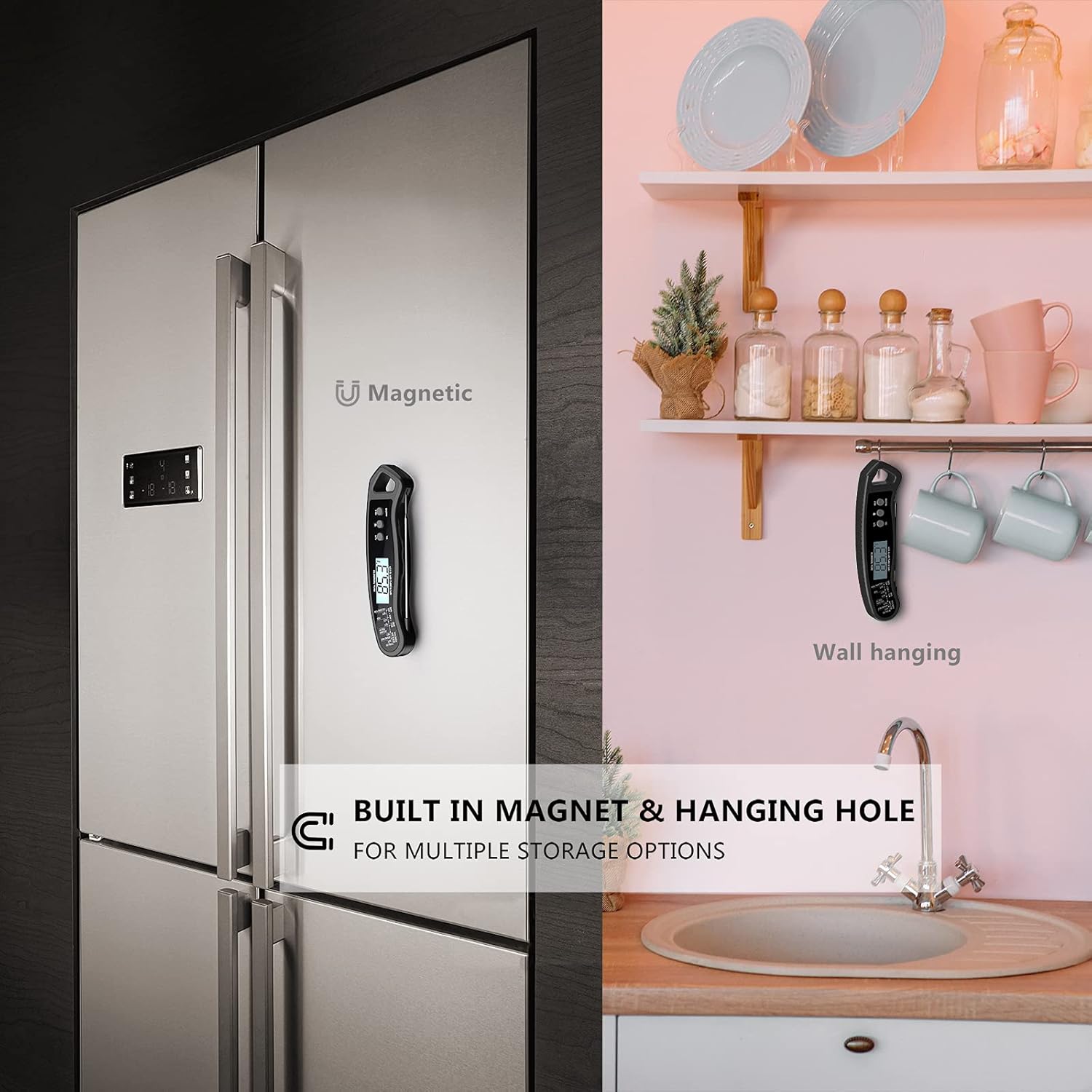 review LEEL Instant Read Meat Thermometer, Fast Precise Back Light Water Proof Food Thermometer for Meat, Deep Frying, Baking, Outdoor Cooking, BBQ, Liquid (Black)