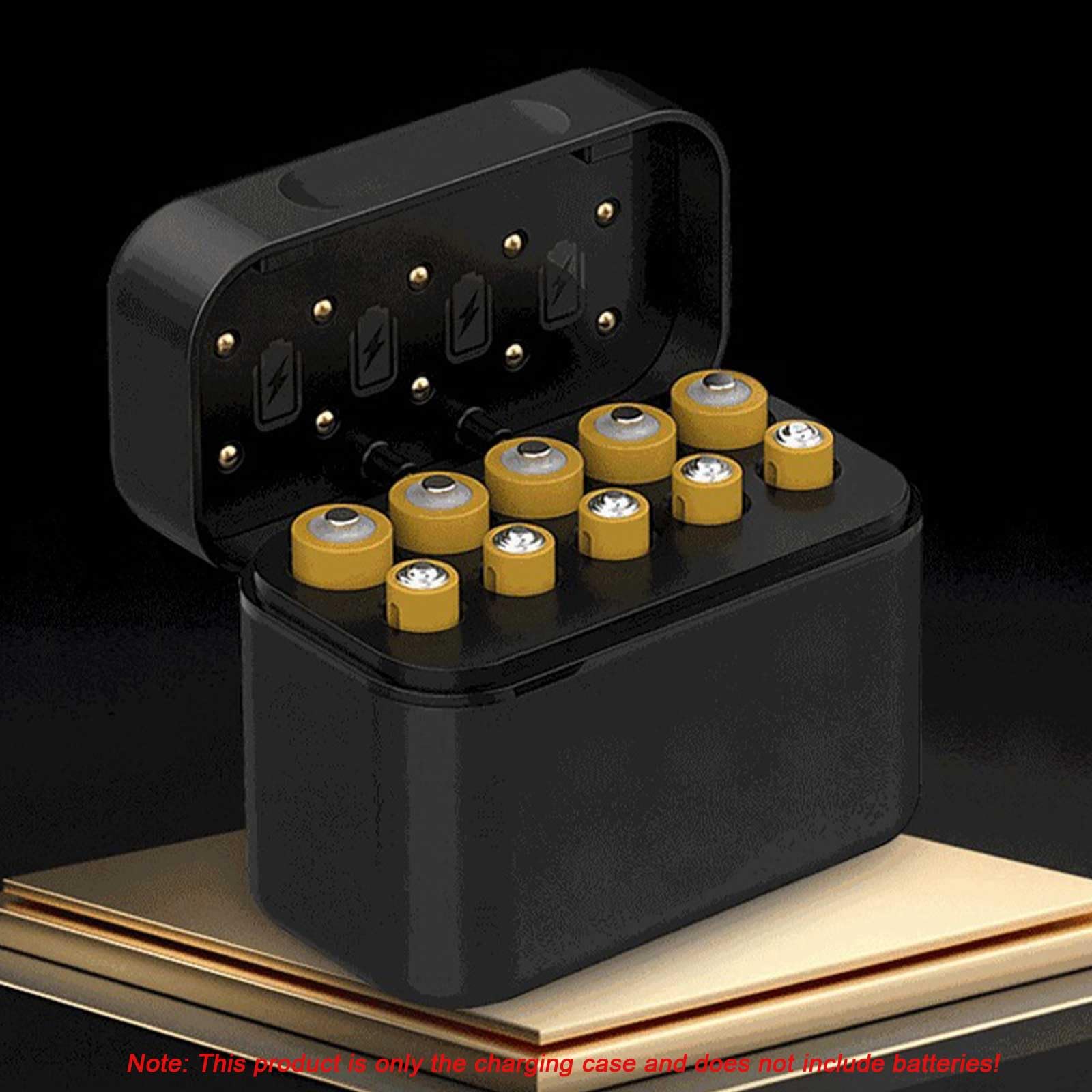 Chargeur de Batteries Rechargeable avec boîte de Rangement 10 Baies AA AAA, Rabat magnétique