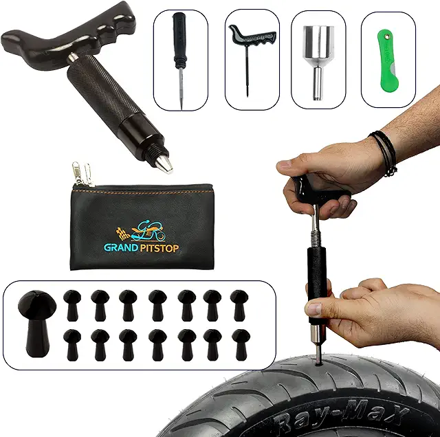 Kit Riparazione Pneumatici Tubeless Moto Auto con Tappi a Fungo (15 Spine)