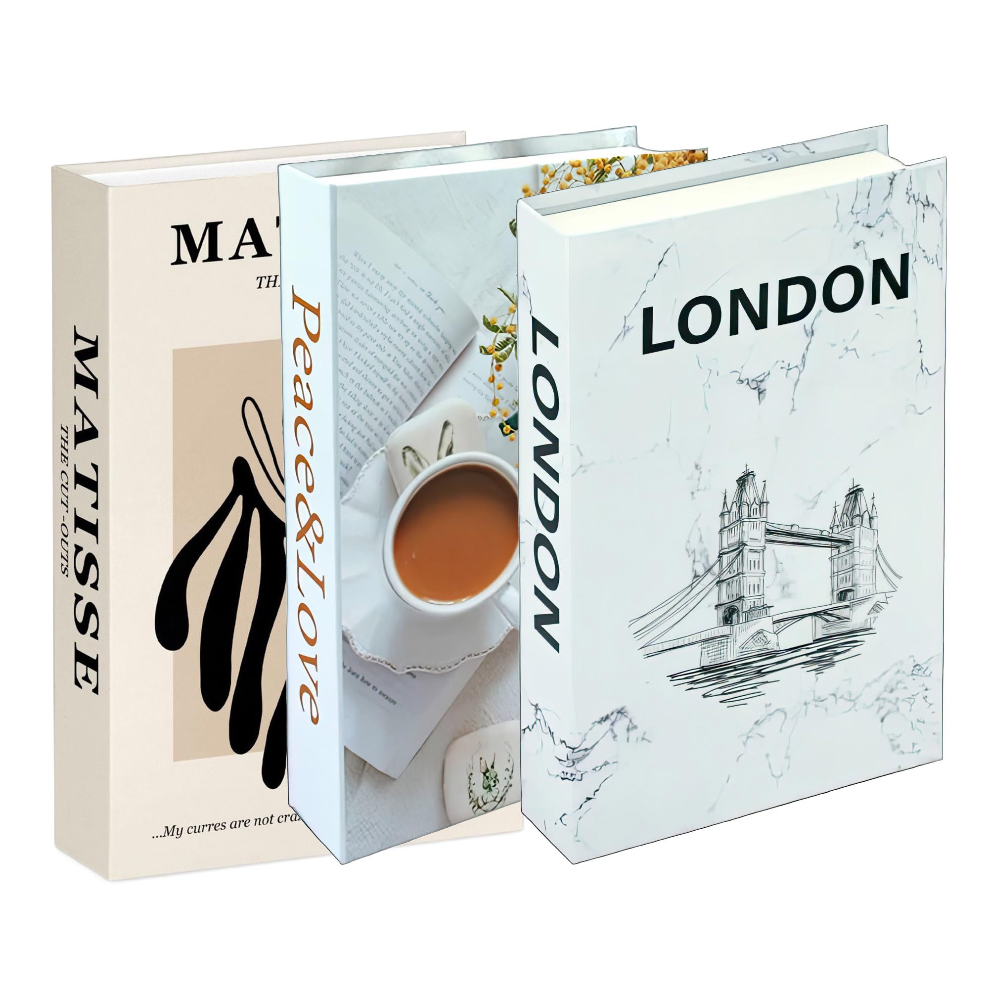 Theliruina Grey Set-01 Travel Theme Decorative Book Set Of 3 Fake Books For Coffee Table Living Room Display