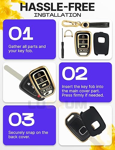 Miniatura 7 de Funda para llavero Honda Civic y llavero de cuero, funda completa para llave de Honda Accord, CR-V SE, CRV LX, HR-V - Funda de llavero de TPU