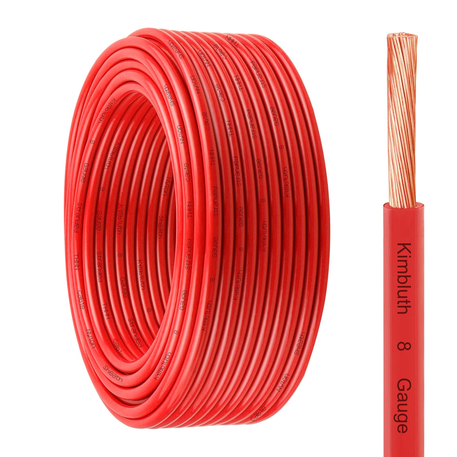 8 AWG THHN 75 FT Stranded Copper Wire, 8 Gauge Building Wire 600V Nylon Jacket for Panel Wiring, Indoor Conduit, CNC, Grounding, Industrial (8 Gauge,