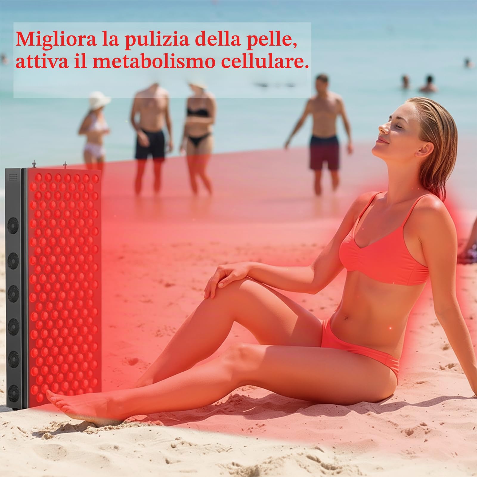 Pannello Luce Rossa & Infrarossa 720W 660nm & 850nm – Lampada LED Grande Formato con 150 LED, Timer 5–60 Min, Controller In-Line, 4 Modalità, per Corpo e Viso