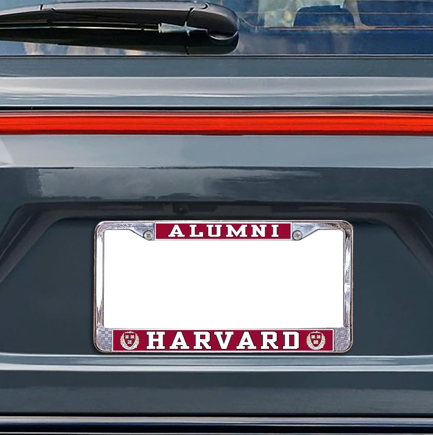 Harvard Alumni On Red Background Metal License Plate Frame