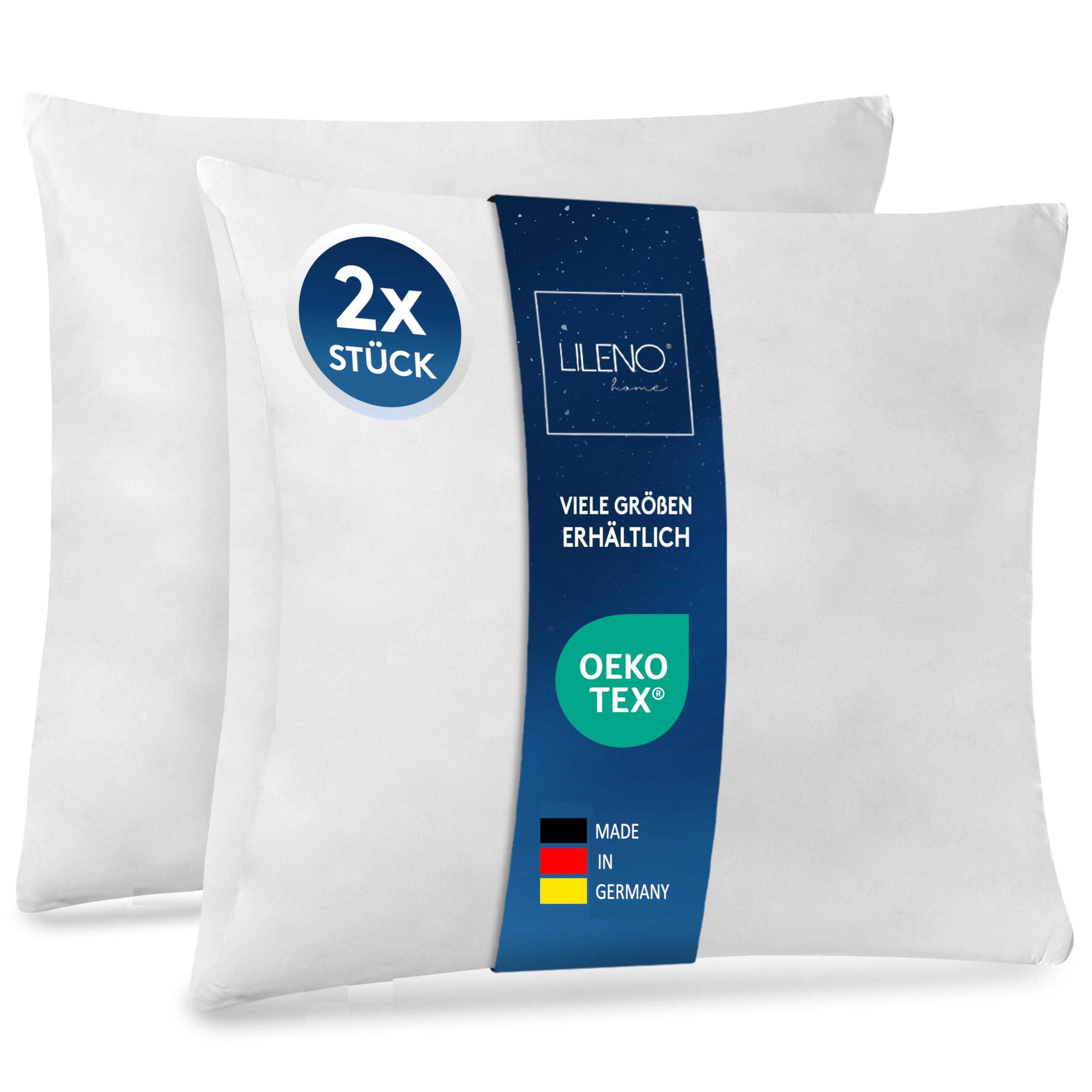 LILENO HOME Set of 2 Pillow Fillings 80x80 cm - 40°C Washable Inner Pillow Suitable for Allergies - Polyester Pillow for Couch, Sofa cusion, and as Head and Bed pillow