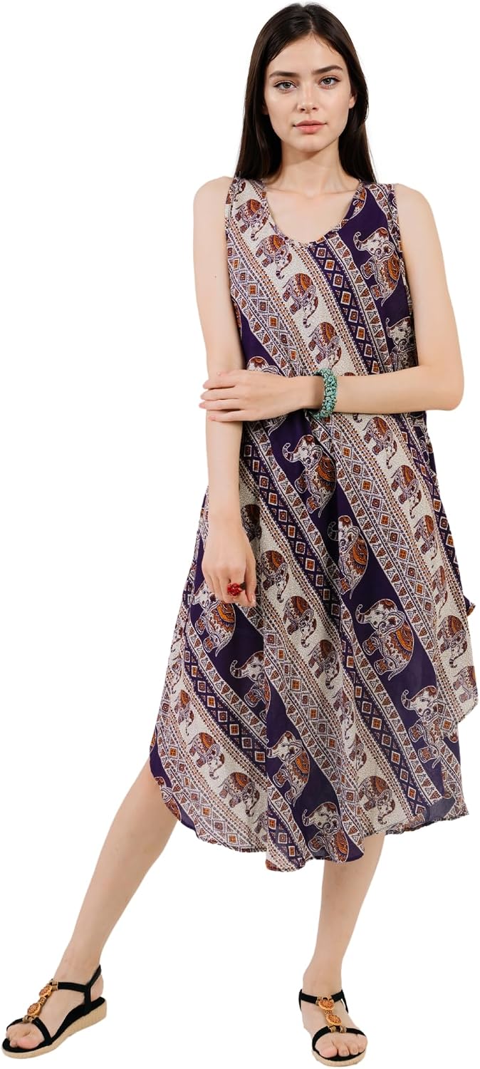 Your Cozy Women's Summer Dresses Elegant Midi Sleeveless Tank Beach Sun Dress for Casual and Formal Occasions