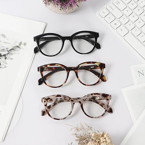Miniatura 6 de DXYXYO Gafas de lectura estilo Oprah de gran tamaño para mujer, paquete de 3 con bisagra de resorte, bloqueo de luz azul cuadrada, lector de