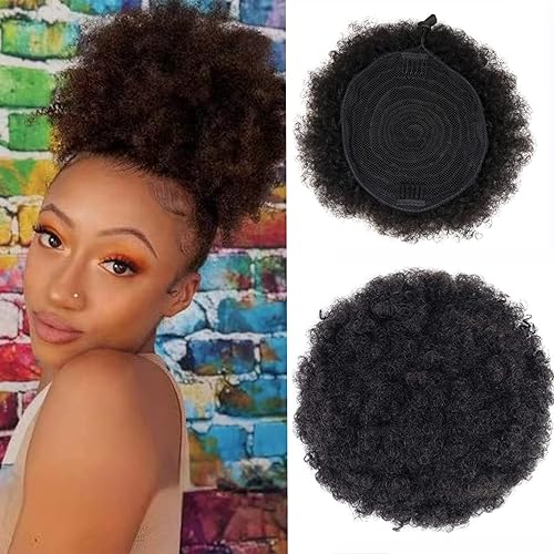 Miniatura 1 de JHZHONG Cola de caballo afro con cordón para mujeres negras, pelo sintético de alta calidad, moño afro con cordón para mujeres y niñas (grande, 1