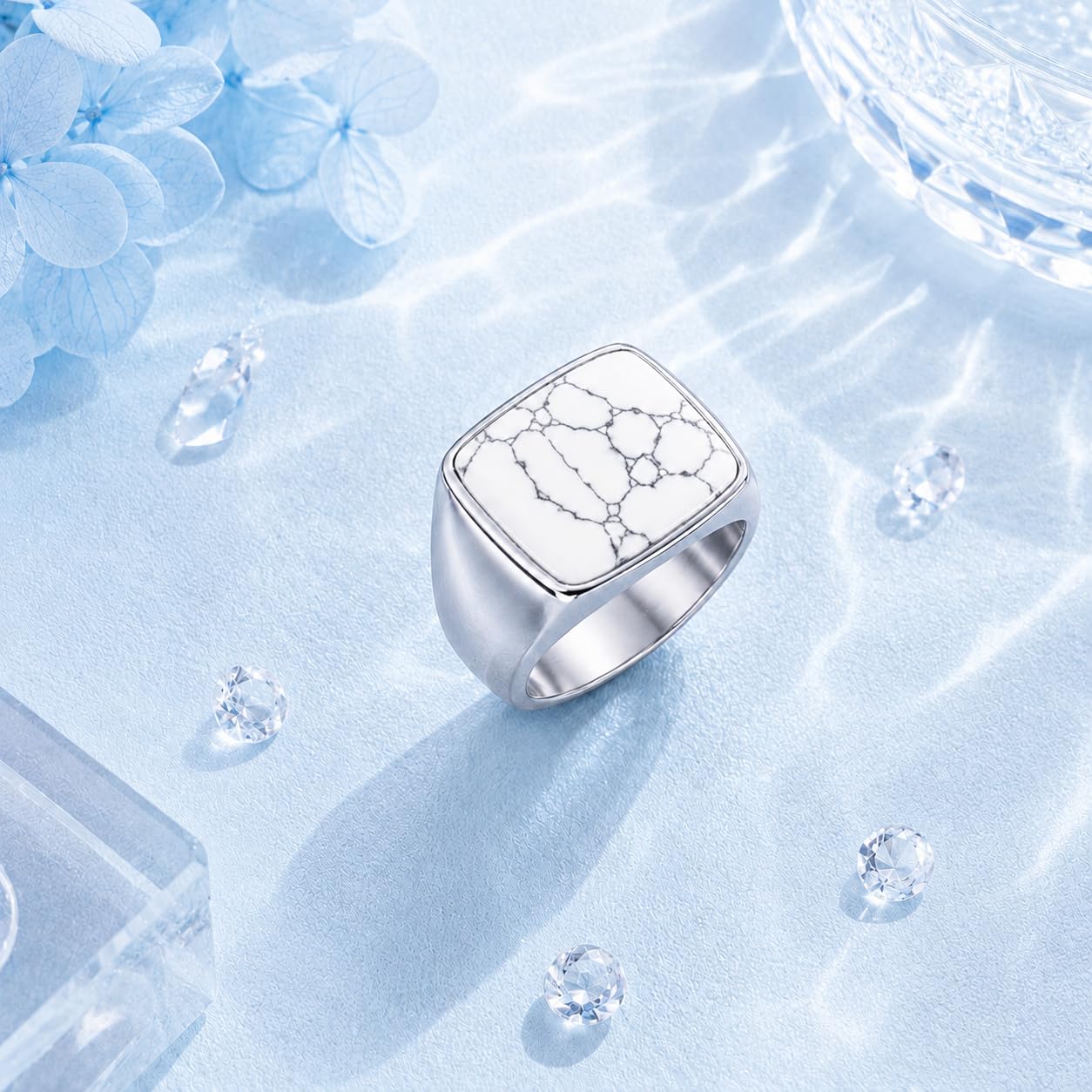 Herren Siegelring aus 925 Sterling Silber mit Naturstein Rechteckiger Silberring für Herren Eleganter Massiver Ring im Zeitlosen Design für Alltag und Freizeit