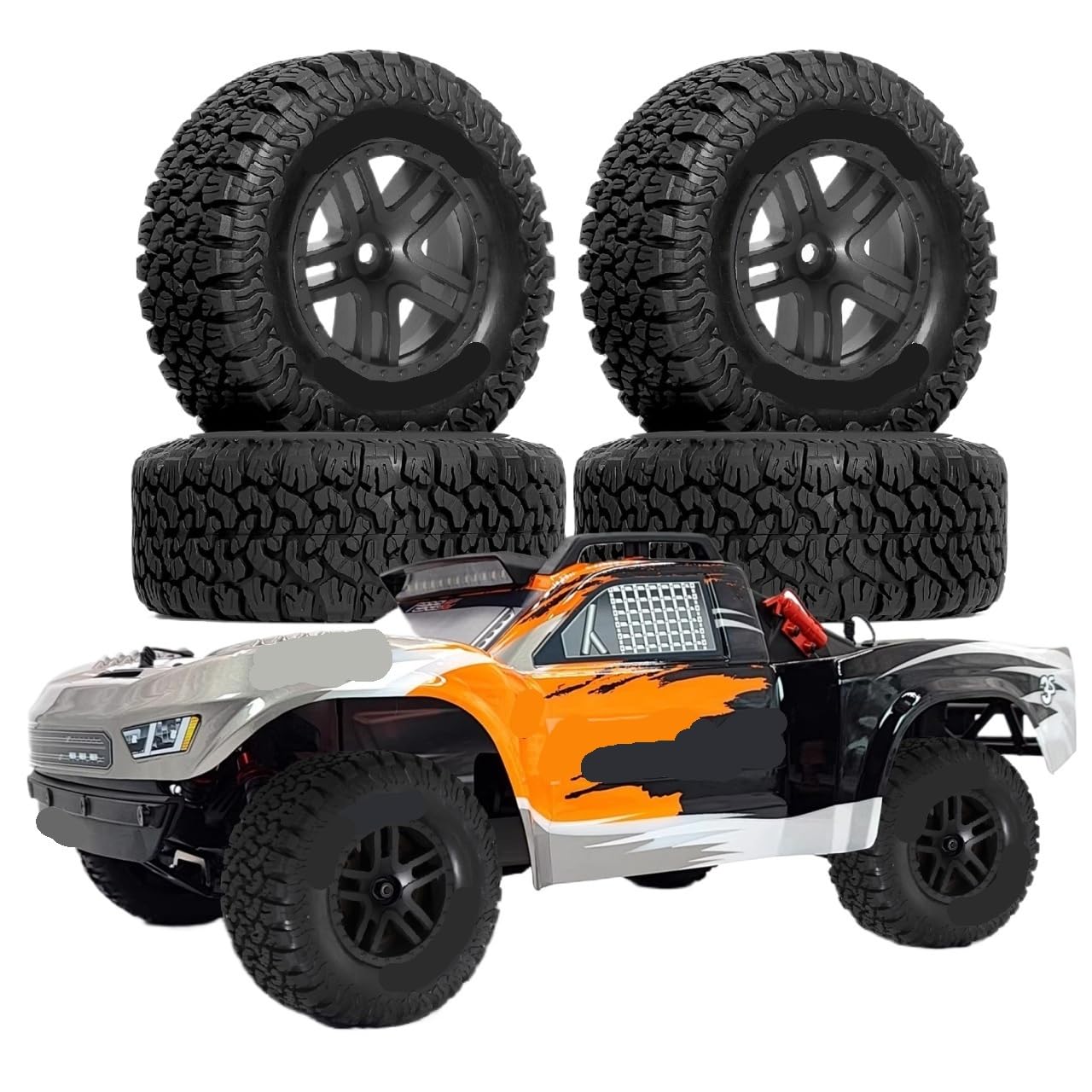 Gomma SC 112mm 1:10 Esagono 12mm | Traxxas Slash, Arrma Senton, HuanQi 727, Vkar 10sc, HPI HSP(Black)