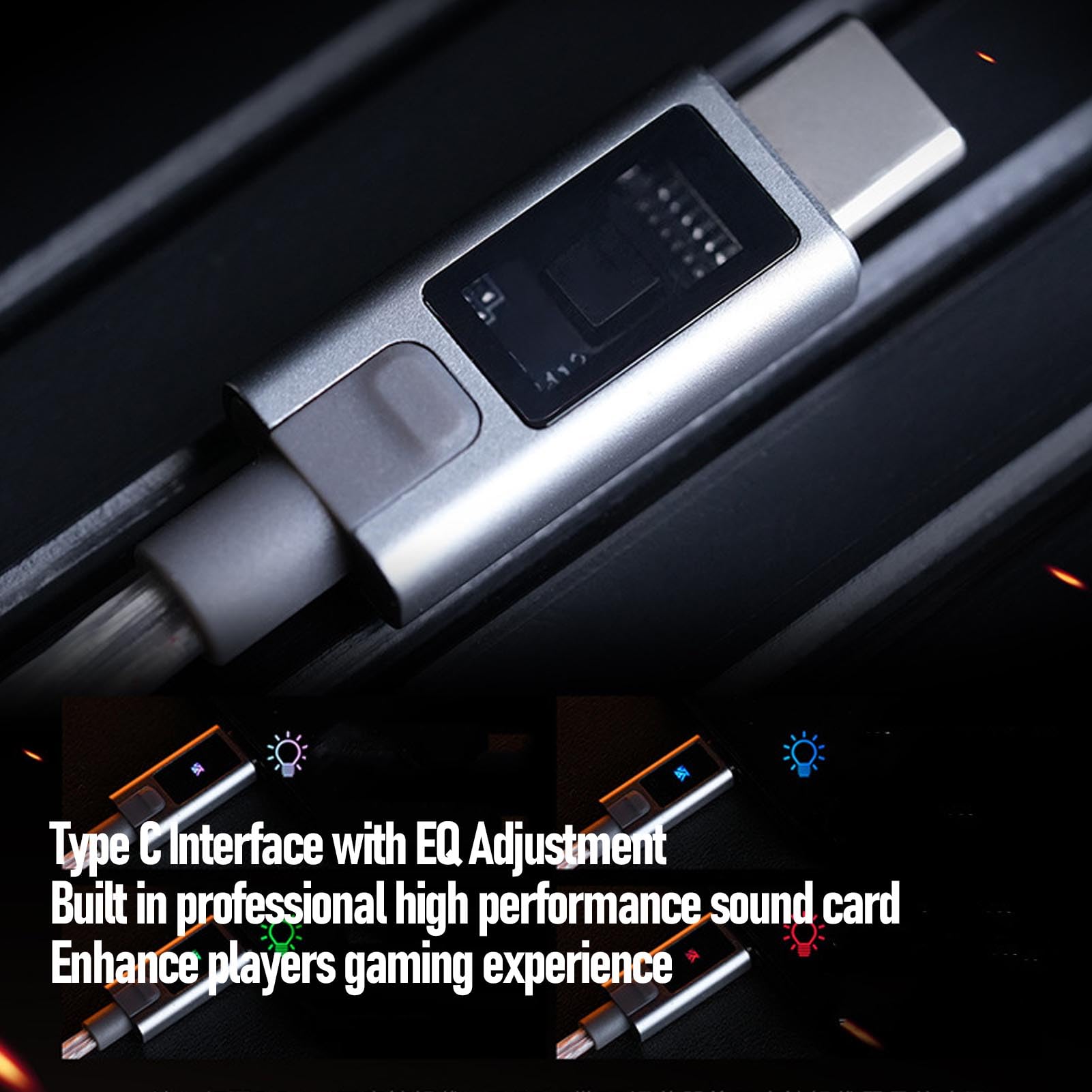 Luocute Auricolari da Gioco USB C, Auricolari Cablati HiFi con Cavo Staccabile a 2 Pin Microfono Integrato, Driver Ibridi 1BA+1DD Nelle Orecchie Cuffie per Smartphone Tablet