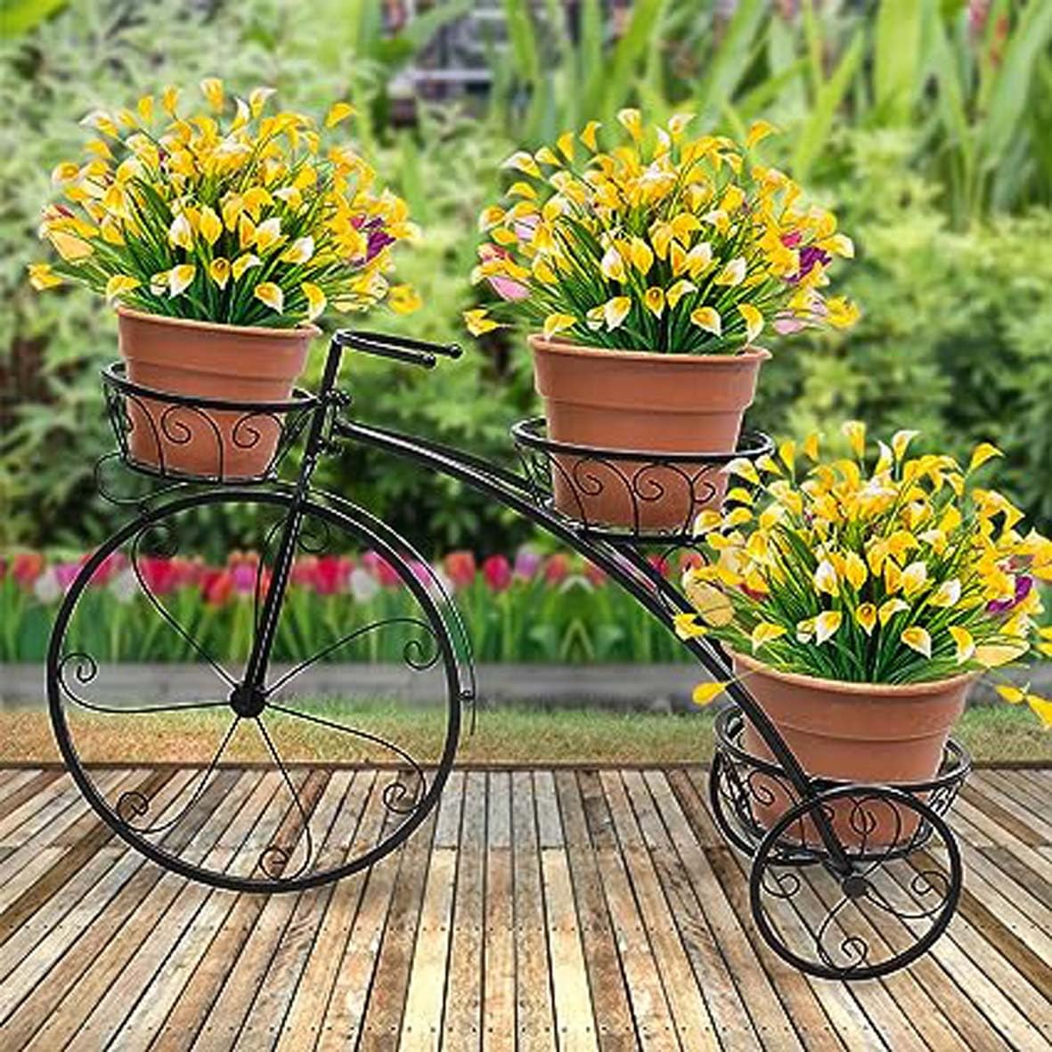 BULKWOOD Cycle Planter Metal Stand for 3 Planters for Home and Garden Use Flower Pot Holder Stands Shelf Rack Wrought Iron Tiered Planter Shelves for Patio, Living Room, Garden, Balcony (Black) (B0BH2Z5BZF) Amazon Price History, Amazon Price Tracker