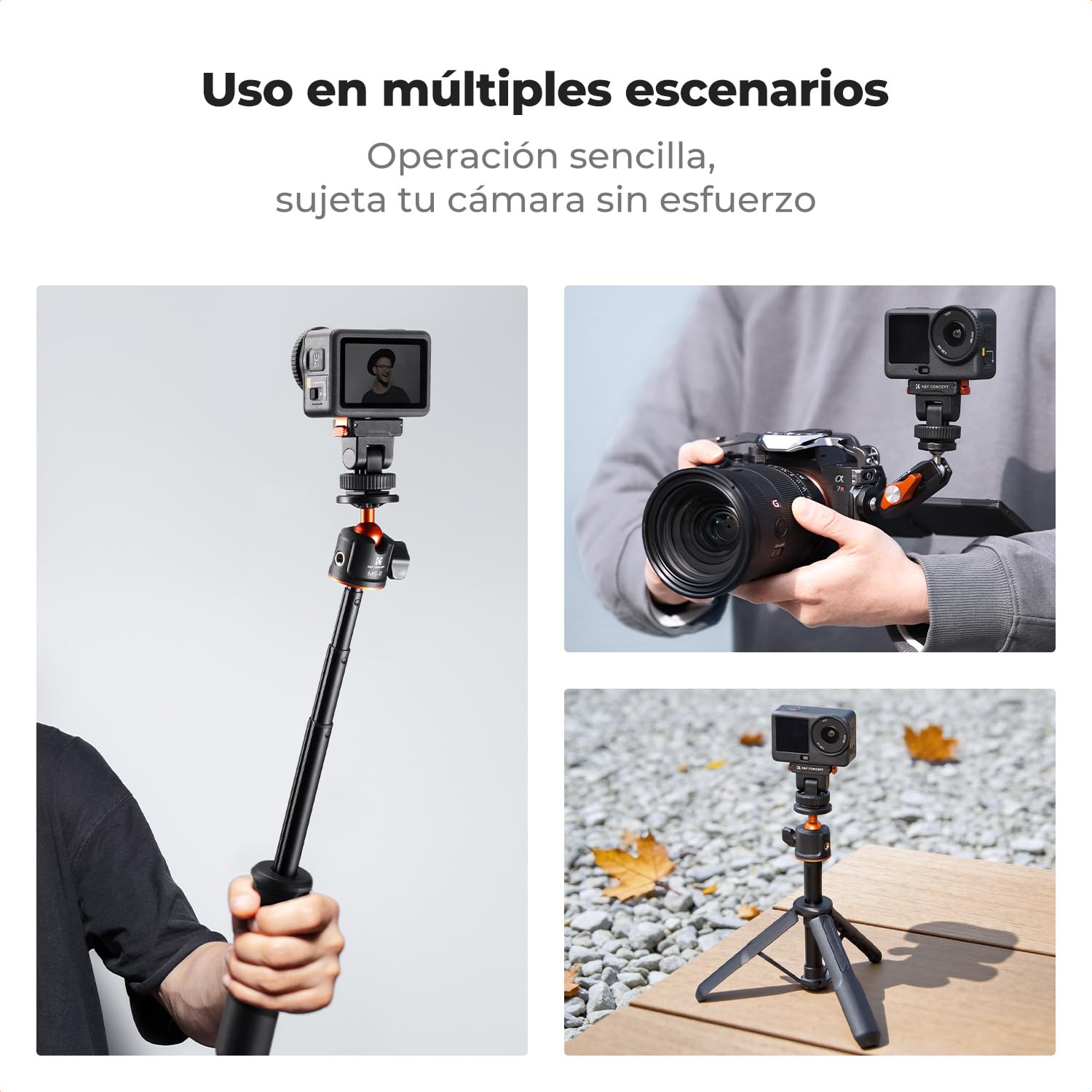 K&F CONCEPT Soporte de Zapata fría de plástico Compatible con dji Osmo Nano/Osmo Action 6, Soporte magnético de fijación rápida para cámara de acción, Adaptador trípode con Zapata Caliente