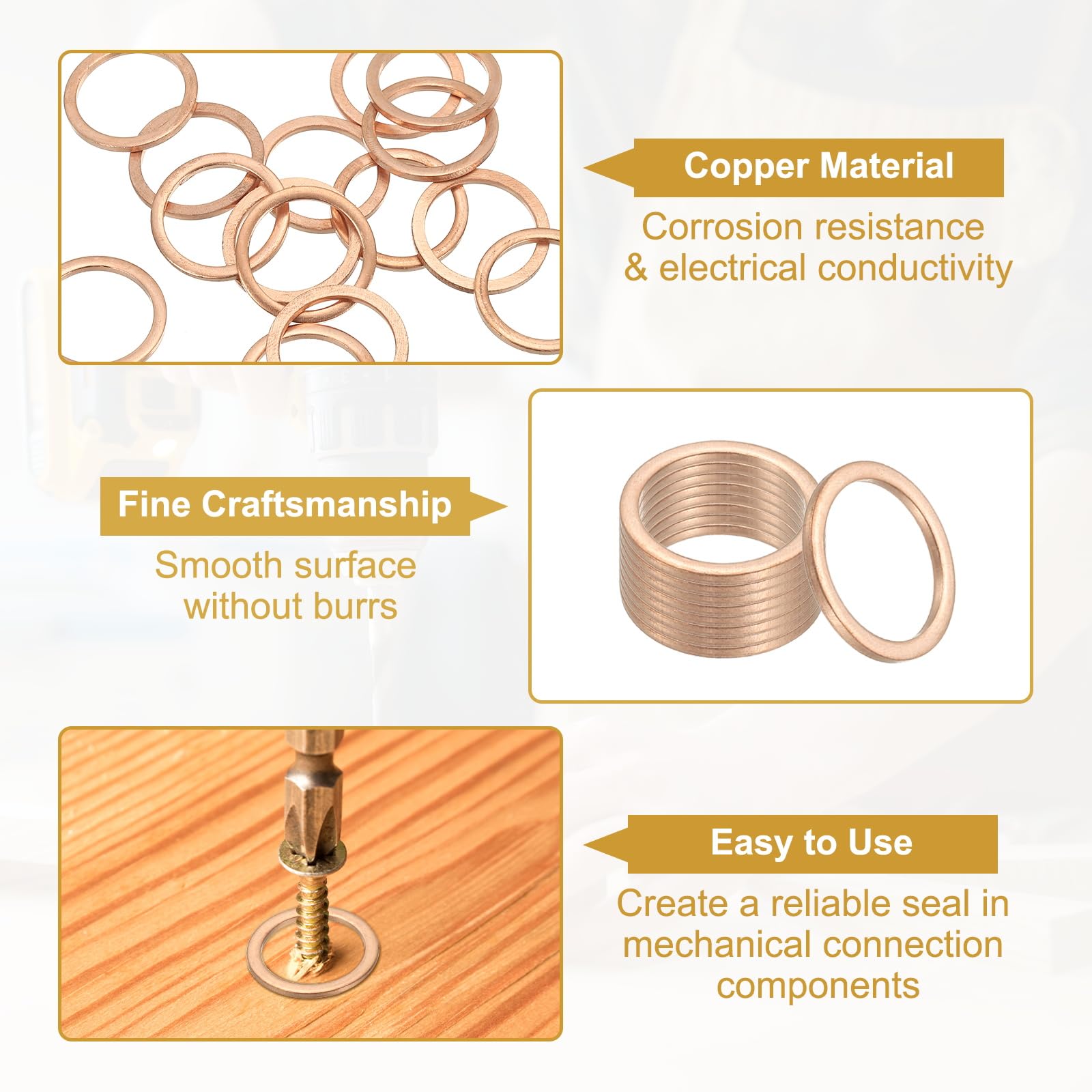 PATIKIL M16 Copper Washer Sealing Ring - Image 3