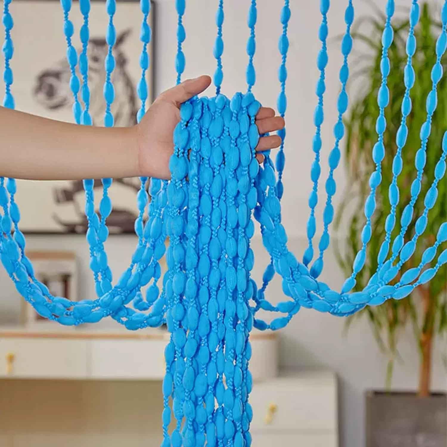 String Curtains For Doorways Interior Beaded Curtain Beaded Curtain For Closets Divider Strip Tassel Beads Curtain For Doorway Window Living Room Bedroom Decor(Blue)