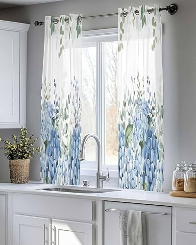 Miniatura 27 de Cortinas traslúcidas color verde azulado de 84 pulgadas de largo, juego de 2 paneles de cortinas para cocina, dormitorio, sala de estar, pasillo