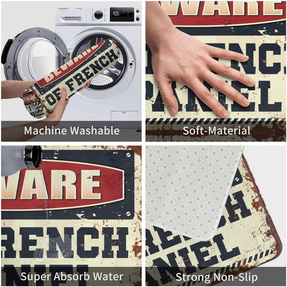 Indoor Mats for Front Door Entry Beware of French Spaniel Rug Vintage Decor Man Cave Stuff(65X90CM)