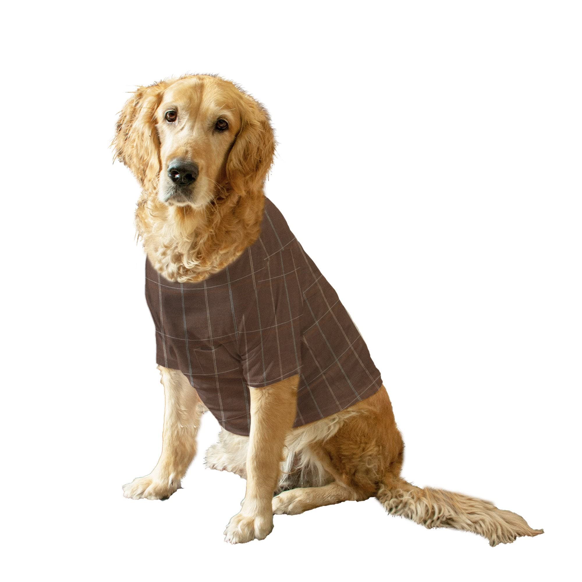 Ruse. Pet Clothes Chocolate Waffle Check Full Sleeves with Treat Pocket Crew Neck T-Shirt/Tees Apparel for Dogs Gifts.(XXL) (B0BF1WZ7T9) Amazon Price History, Amazon Price Tracker