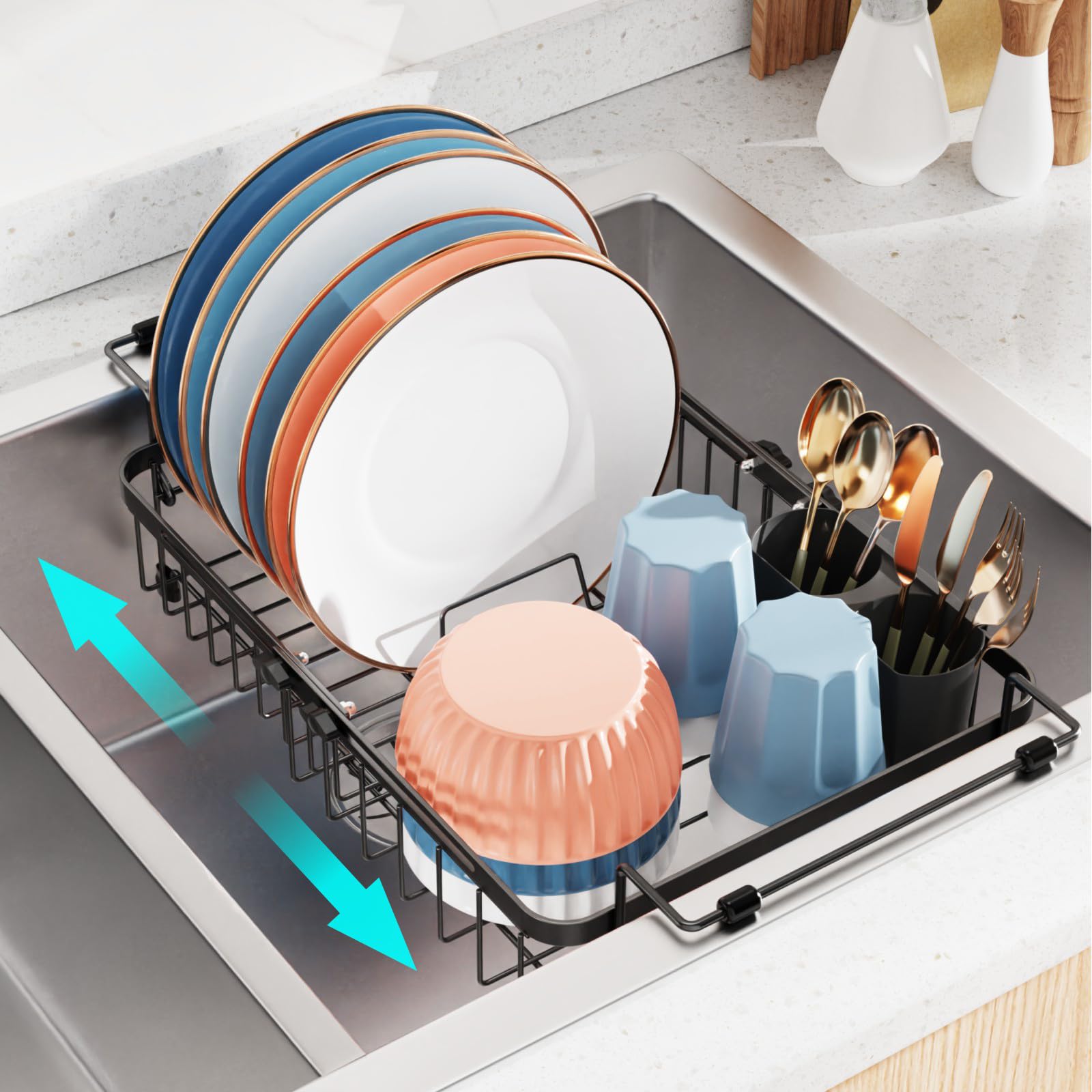 iSPECLE Dish Drying Rack Over the Sink - Expandable Rust-Resistant Drainer