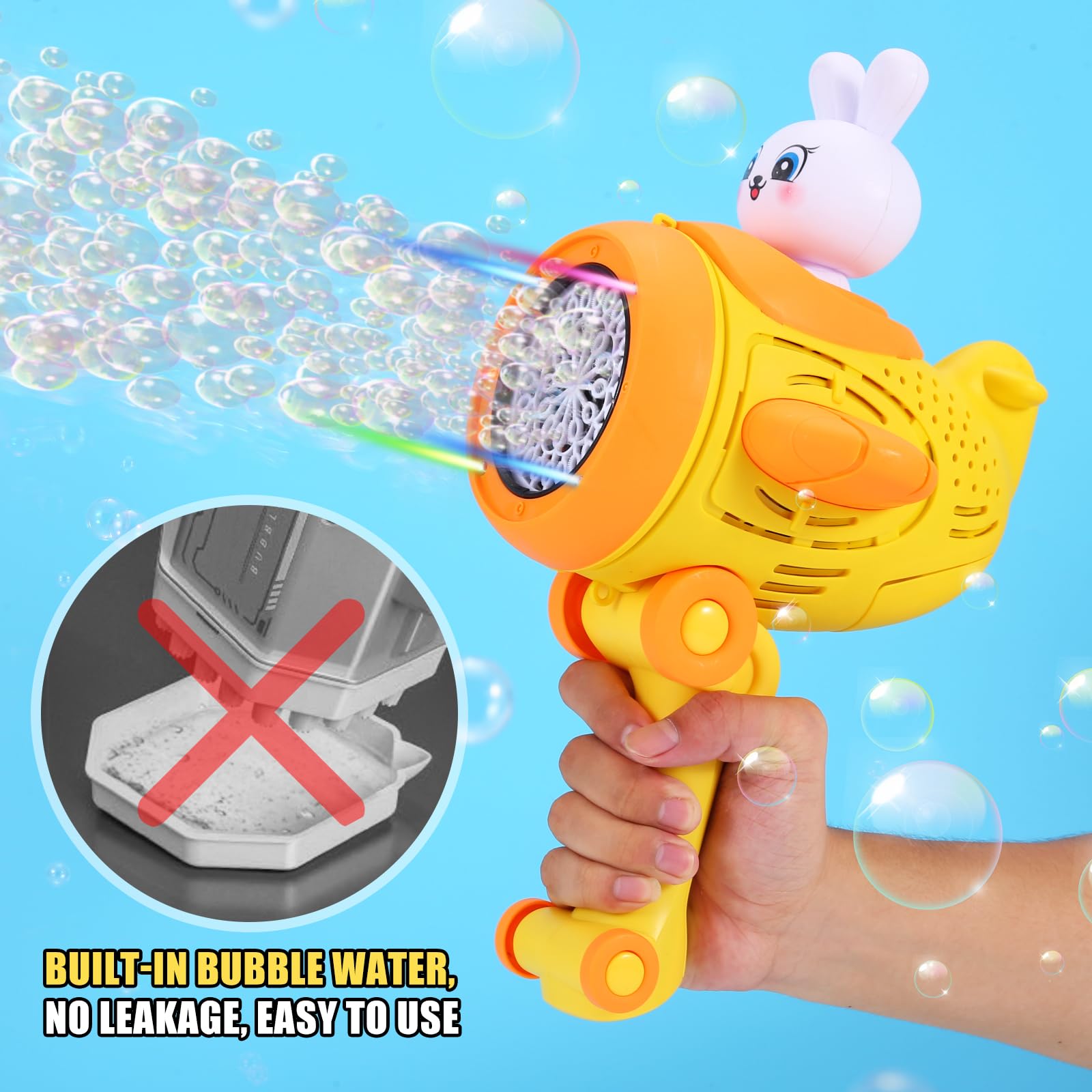 Pistola De Burbujas Automática Con 10.000 Burbujas/min – Luz LED, 130 Ml De Solución, Regalo Para Niños Y Mascotas (Azul, Pilas AA No Incluidas)