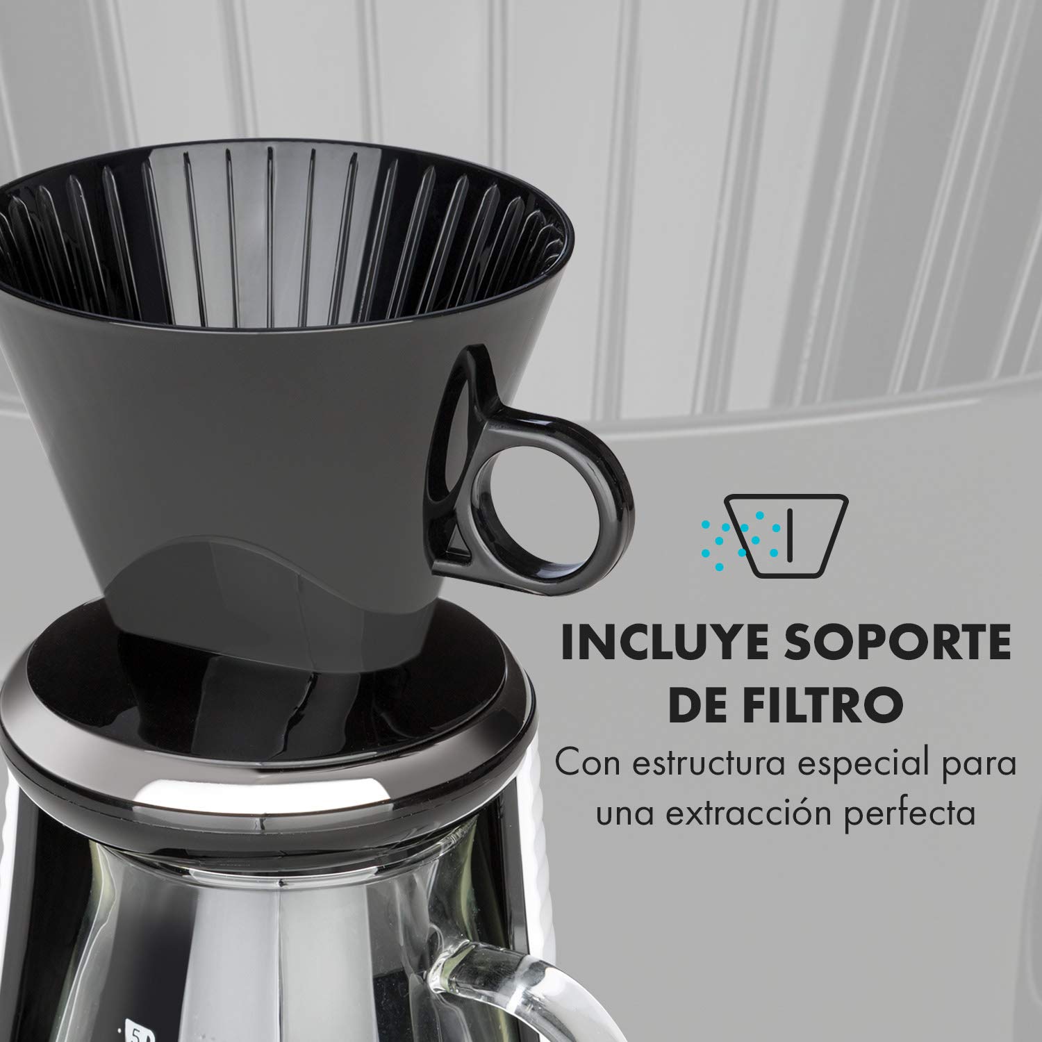 KLARSTEIN craft coffee - Cafetera Manual 600 ml, Báscula, Temporizador, Jarra de cristal, Adaptador de filtro, Escala de medición, Café gourmet, Traditional Brewing, Portafiltros, Negro/blanco