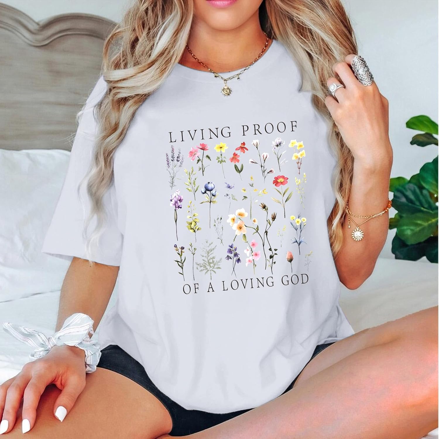 Christian Shirts for Women Boho Floral Graphic Tees God Bible Verse Religious Faith Tshirt Wildflower Inspiration Top - Image 4