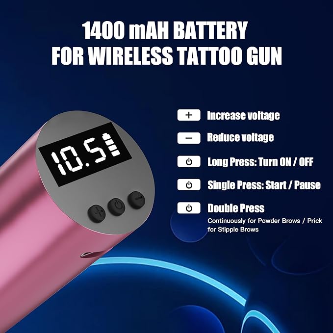 Kit Máquina Tatuar Pen Rotativa AZYBP10 Inalámbrica 1400mAh miniatura 4