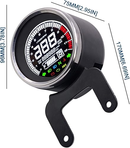 12V motocicleta reemplazo LCD luz digital velocímetro tacómetro odómetro nivel digital temperatura combustible medidor aceite 12RPM (negro)