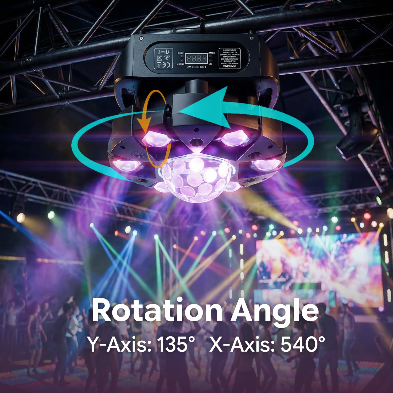 Lyre LED 150W Beam Lumière de scène RGBW avec Télécommande et Boule Disco, éclairage de soirée DJ 25 Canaux Jeux de Lumiere pour Bar, Club, Discothèque, Fête,Disco