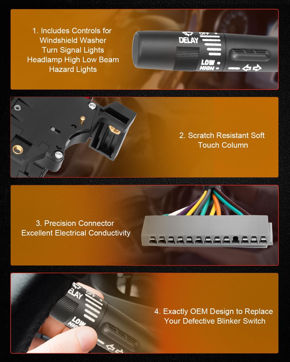 cciyu Multifunction Combination Switch Turn Signal Switch for 1995-1998 Chevy C1500 C2500 C3500 1996-2000 Chevy Express 1500 2500 3500 26083628