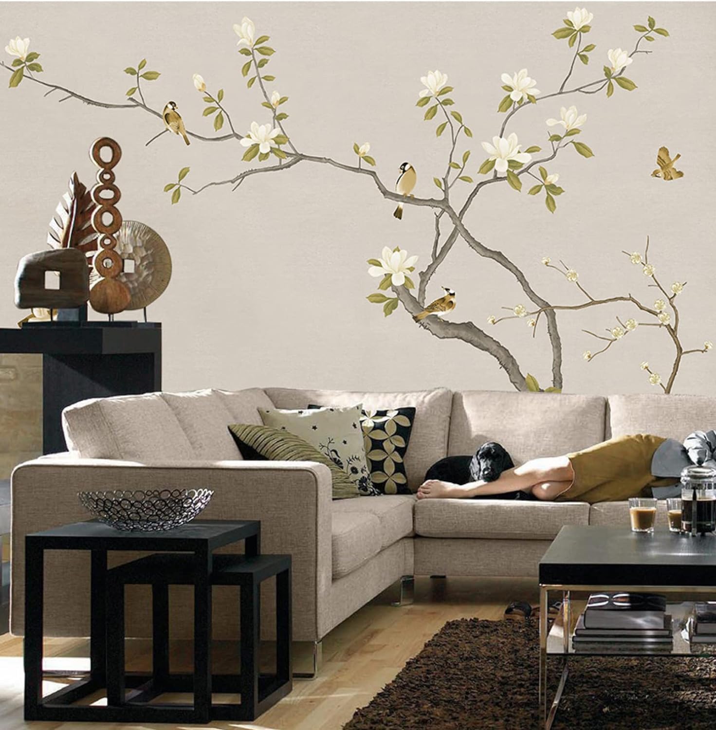 Papier peint panoramique 3D fleurs et plantes sans couture pour bureau