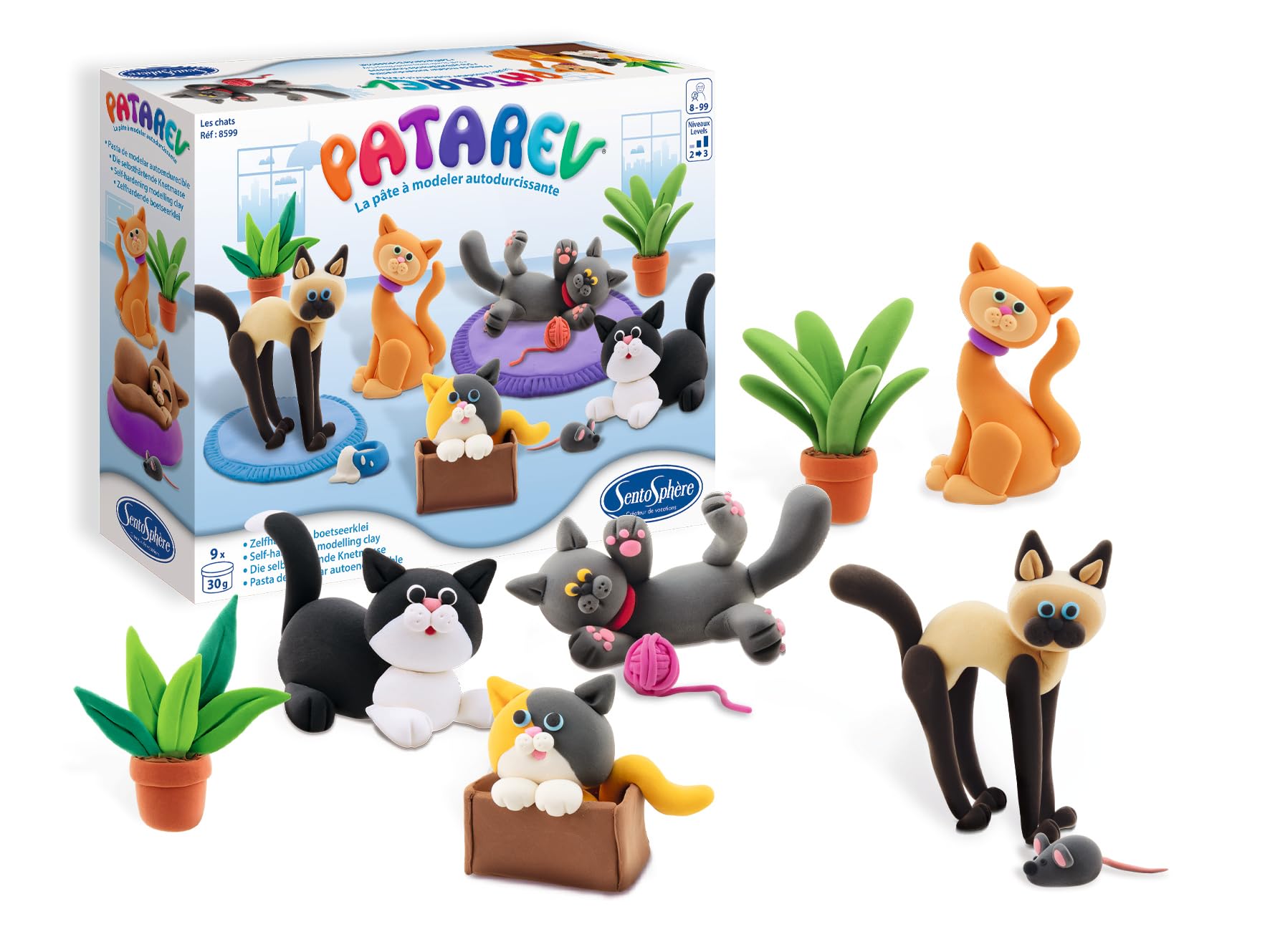 Sentosphère Patarev Cats - Air Drying Clay Kit