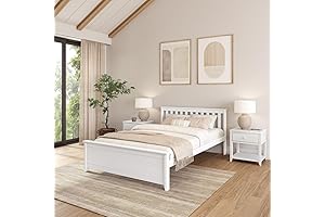 100% Solid Wood Queen Bed Frame, Platform Bed with Headboard by Plank+Beam