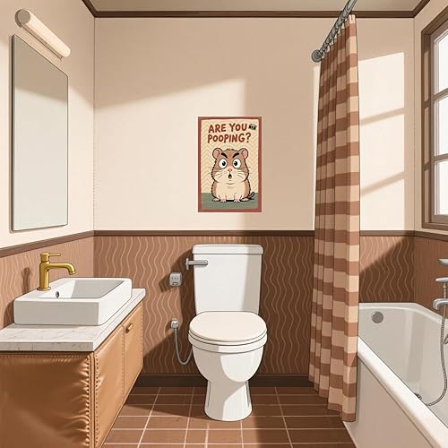 Miniatura 4 de BYZCLUBERI Retro Hamster Are You Pooping Wall Decor - Camera Element Rodent Bathroom Art, Unique Hamster Decor in Bathroom, 8x12 Inch