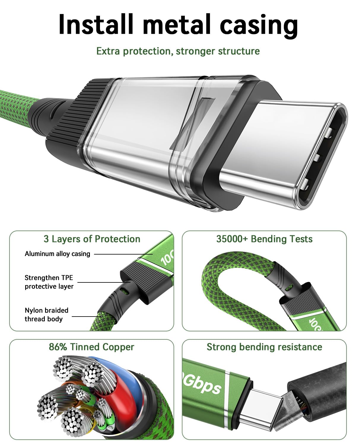 LDLrui Cavo da USB C a USB A 3.1 Gen 2, cavo di tipo C 3A per ricarica rapida e sincronizzazione dati da 10 Gbps per Android Auto, iPhone 17/16 Plus/17 Pro Max, MacBook, Samsung Galaxy S26/S24/S21