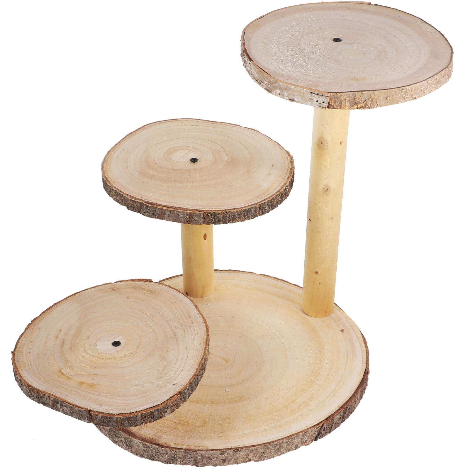 STOBAZA Rustikaler Holz Cupcake Ständer, Dreistufiger Tortenständer Khaki | Traditionelle Feiern und Geburtstagspartys, Leicht zu Reinigen, Platzsparend zu Verstauen