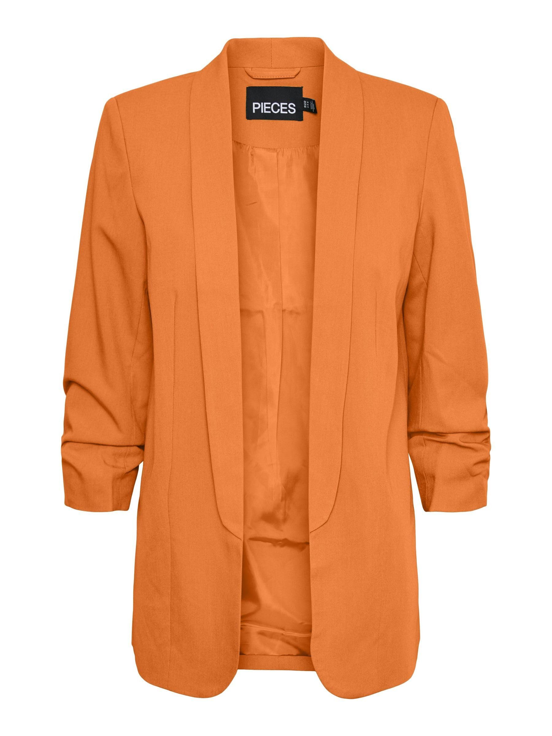 PIECES Damen Pcboss Noos 3/4 Blazer, Persimmon Orange,S