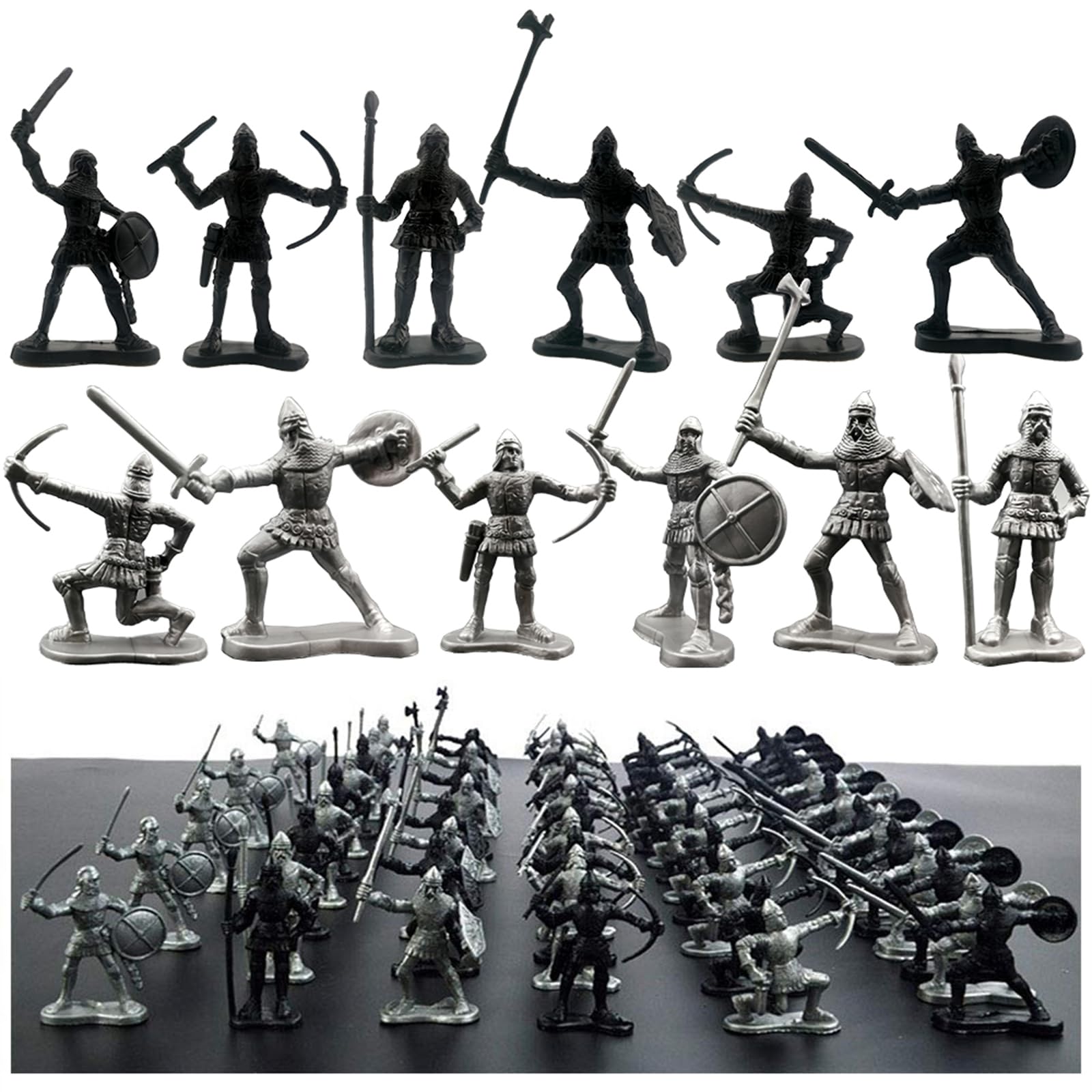 Army Men Playset Military Weapons Accessories 60 Pack Toy Soldiers Action Figures for Toddlers Age 6 7 8 9 yr Old Boys Girls Kids Children