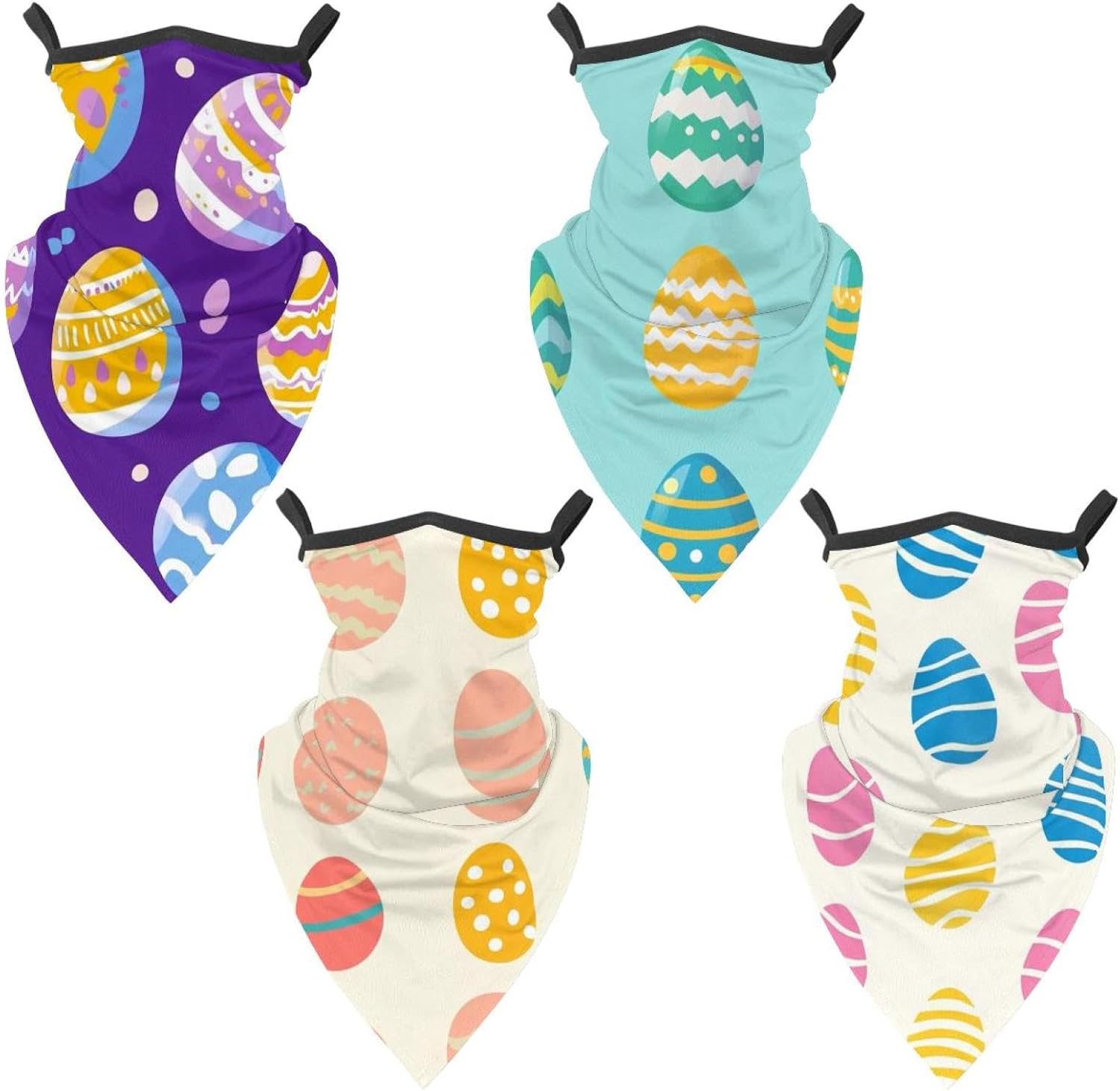 4 Pack Easter Eggs Flowers Neck Gaiter Face Cover Scarffor Skiing Fishing Hiking Cycling