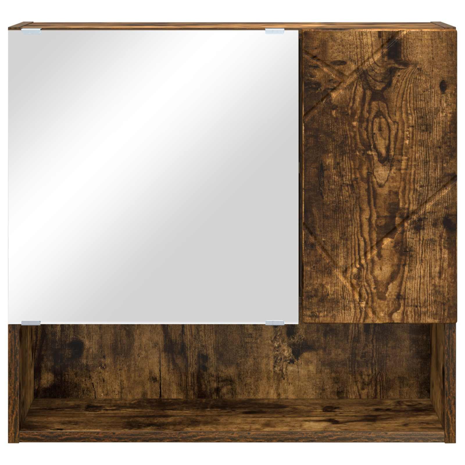 SYDE Armario Espejo Roble Ahumado 59 x 17 x 55 cm | Montaje en pared, Puerta con bisagras, Madera resistente a humedad, Uso interior