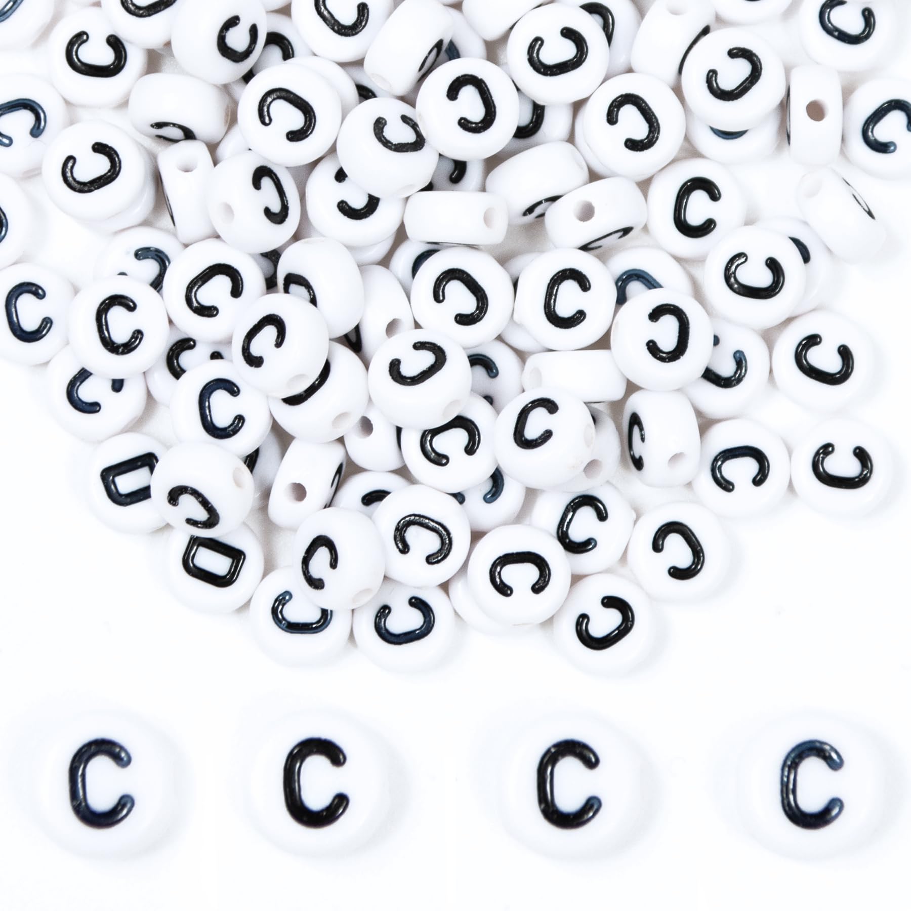 MiuCo 500 Stück Buchstabenperlen C für Armbänder, Rund Buchstaben Perlen zum Auffädeln, Alphabet Perlen Set, Letter Beads Bastelset für Armband Haarband Schmuck Basteln