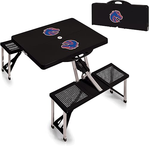 Vista 64 de PICNIC TIME NCAA North Carolina Tar Heels Folding Picnic Table - Camping Table - Outdoor Table with Umbrella Hole Negro