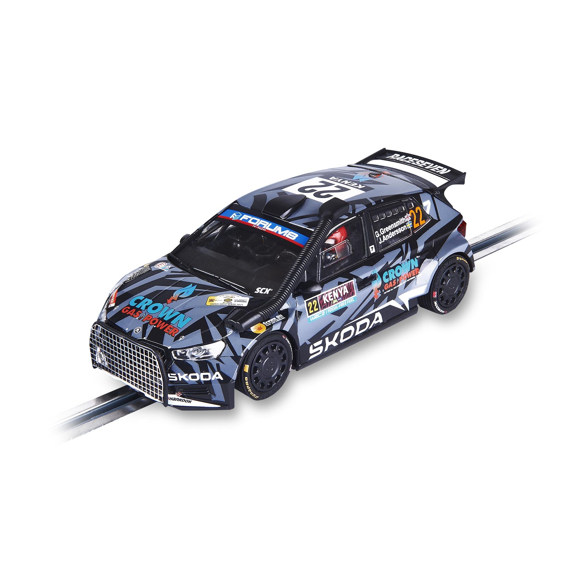 SCALEXTRIC - Vehículo de Carreras Classic - Coche Slot - Escala 1:32 (Skoda Fabia RS Rally2 - Greensmith - Kenya '25)