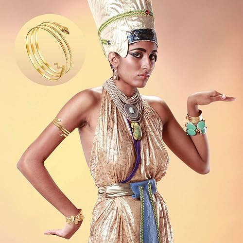 Miniatura 5 de Paquete de 2 brazaletes de serpiente de Halloween brazaletes de serpiente espirales de serpiente brazaletes en la parte superior del brazo