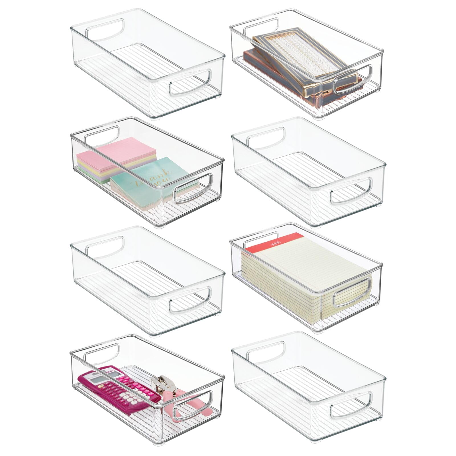 mDesign Small Plastic Office Storage Container Bins w